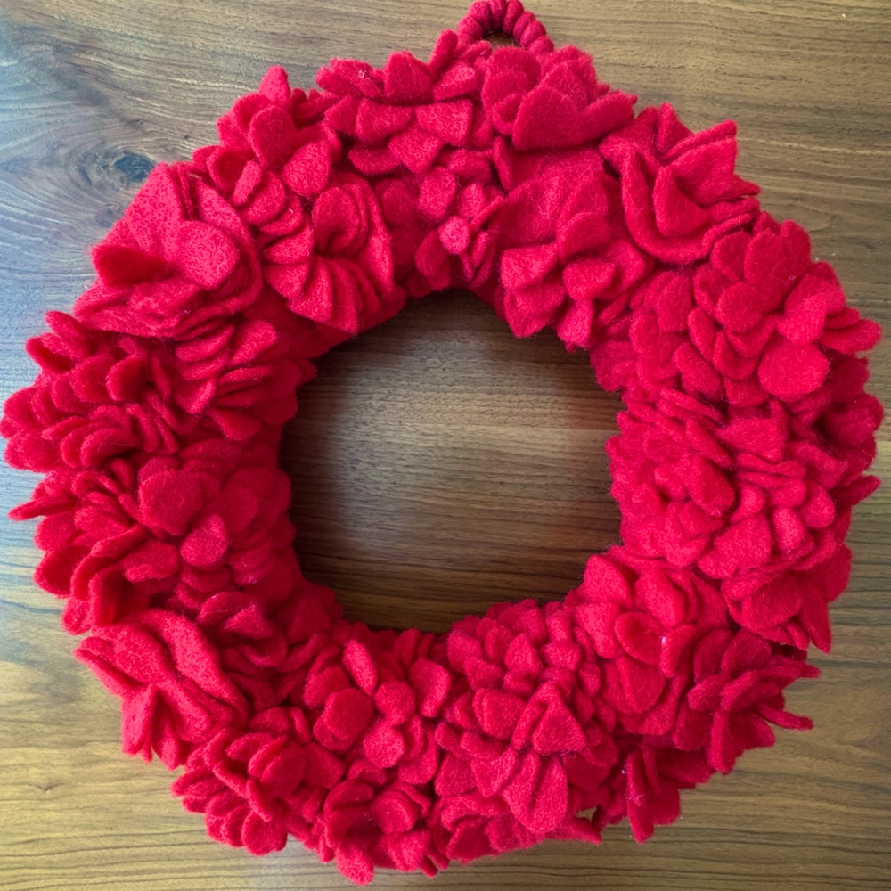 PRICE DROP! Red Felt Floral Holiday Wreath - Crate & Barrel